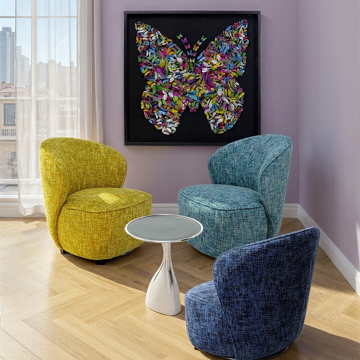 Kare Design Draaifauteuil Ellie geel