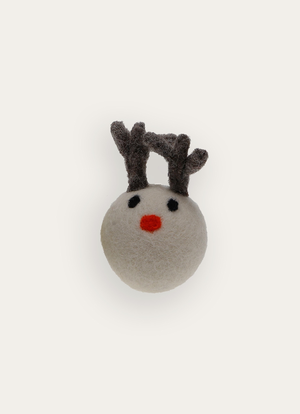 BOULE TÊTE DE RENNE EN LAINE NATURELLE BLANC