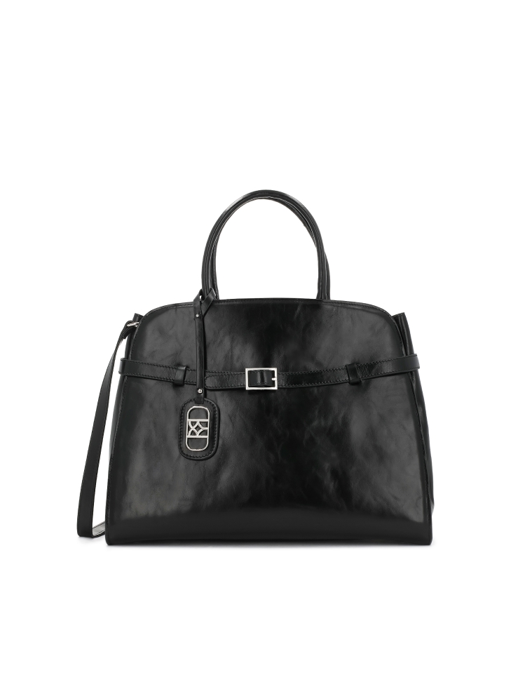 Elegant black leather handbag
