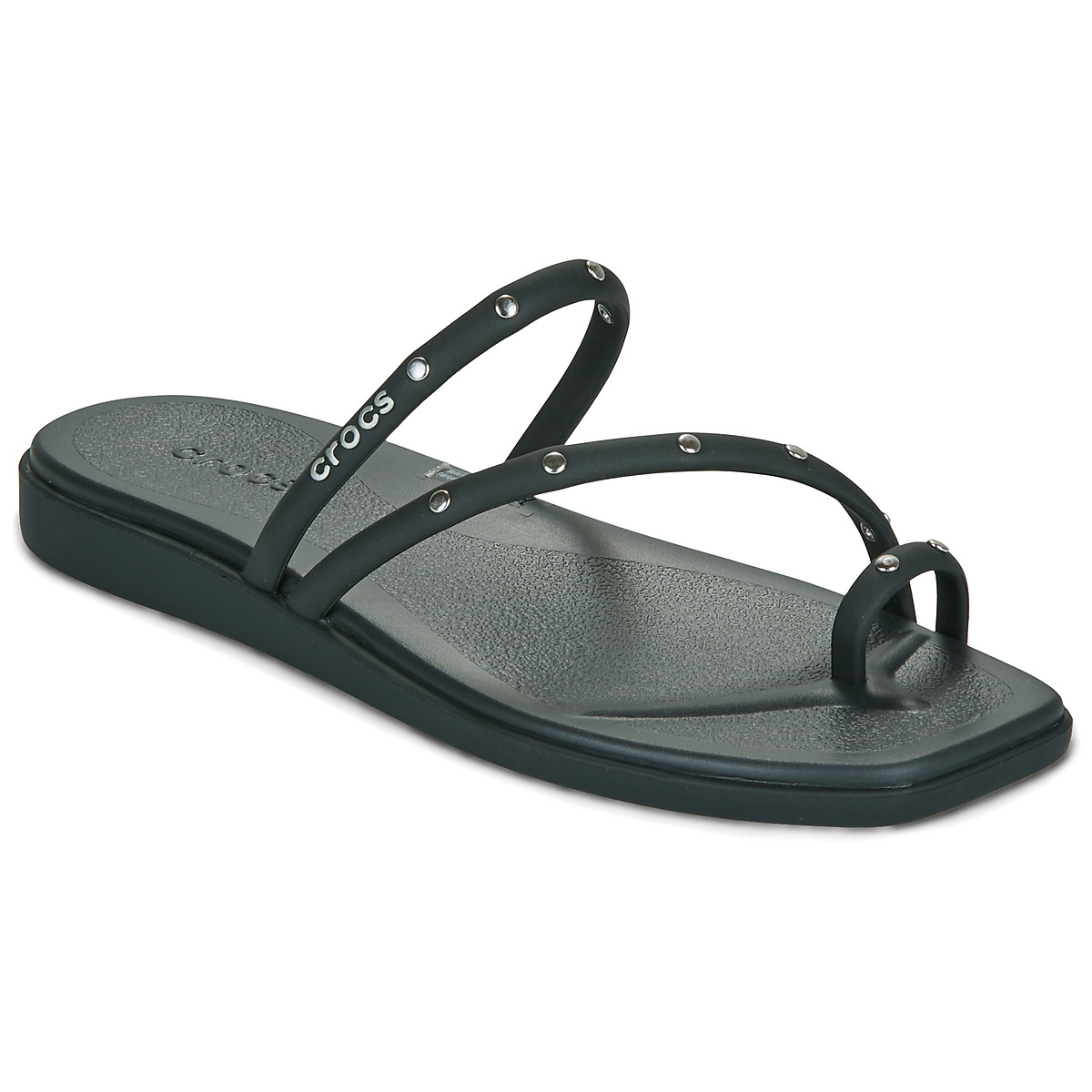 Crocs - MIAMI STUDDED TOE LOOP SANDAL - Black