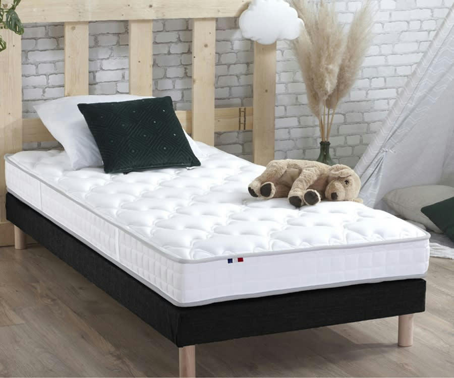ENSEMBLE ZENITH - Ensemble Matelas mémoire de forme sommier noir 90x190