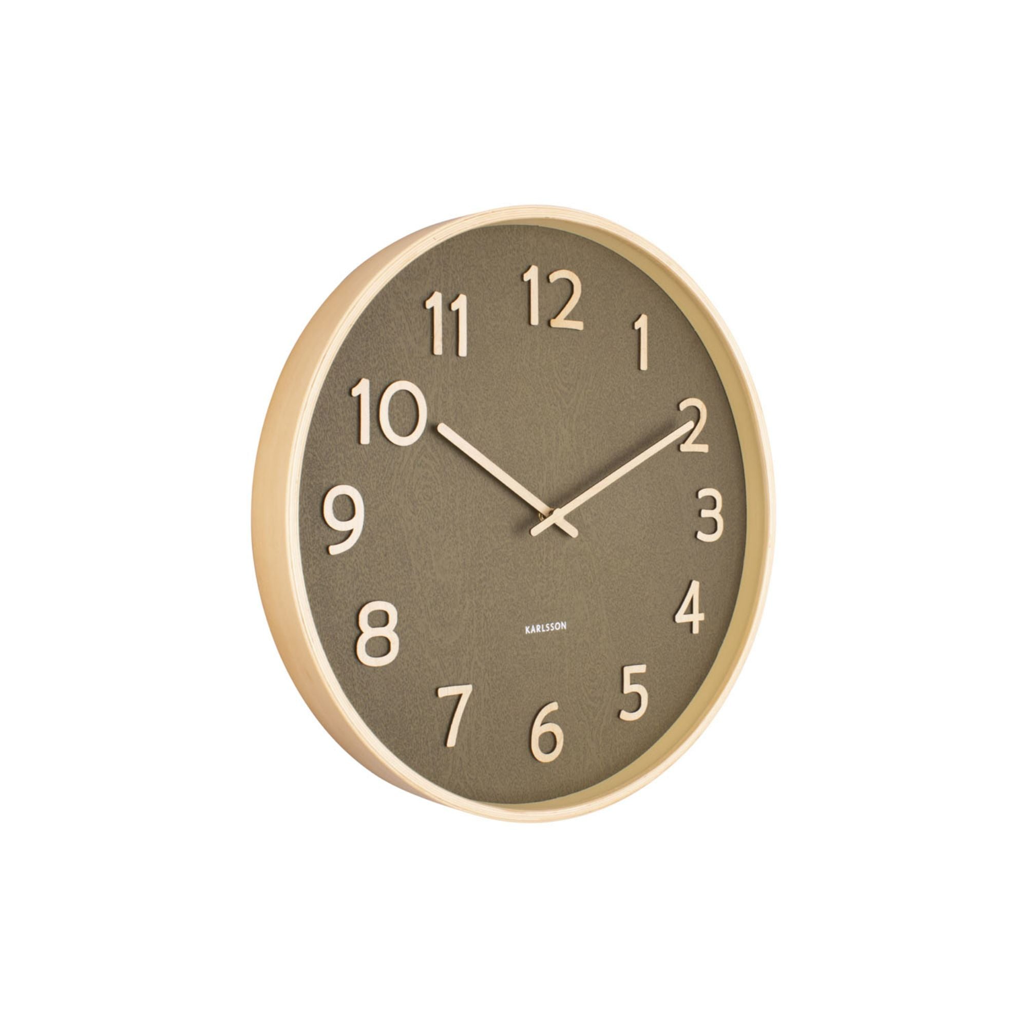 Karlsson wandklok Pure Wood - groen - Ø40cm