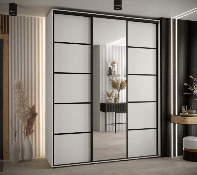 Szafa przesuwna 45 Cannes 5 180 biały biały czarny