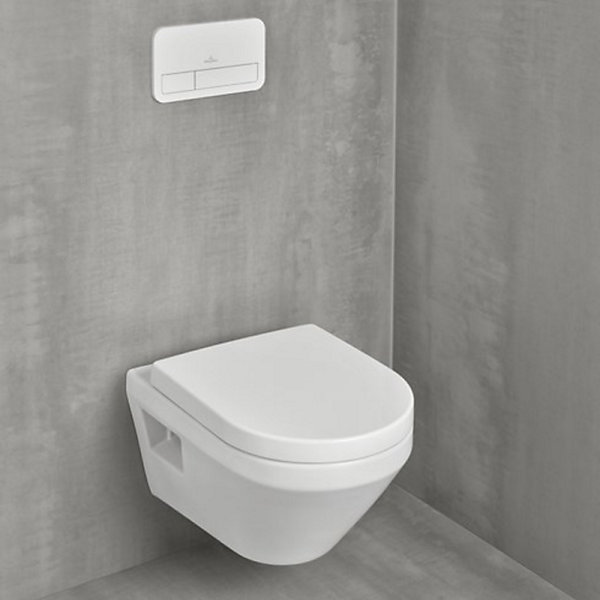 Pack WC suspendu sans bride Villeroy &Boch Architectura Twistflush e3 rond   bâti-support sol et mur   plaque noir