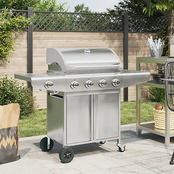Barbecue à gaz avec 5 brûleurs argenté acier inoxydable vidaXL