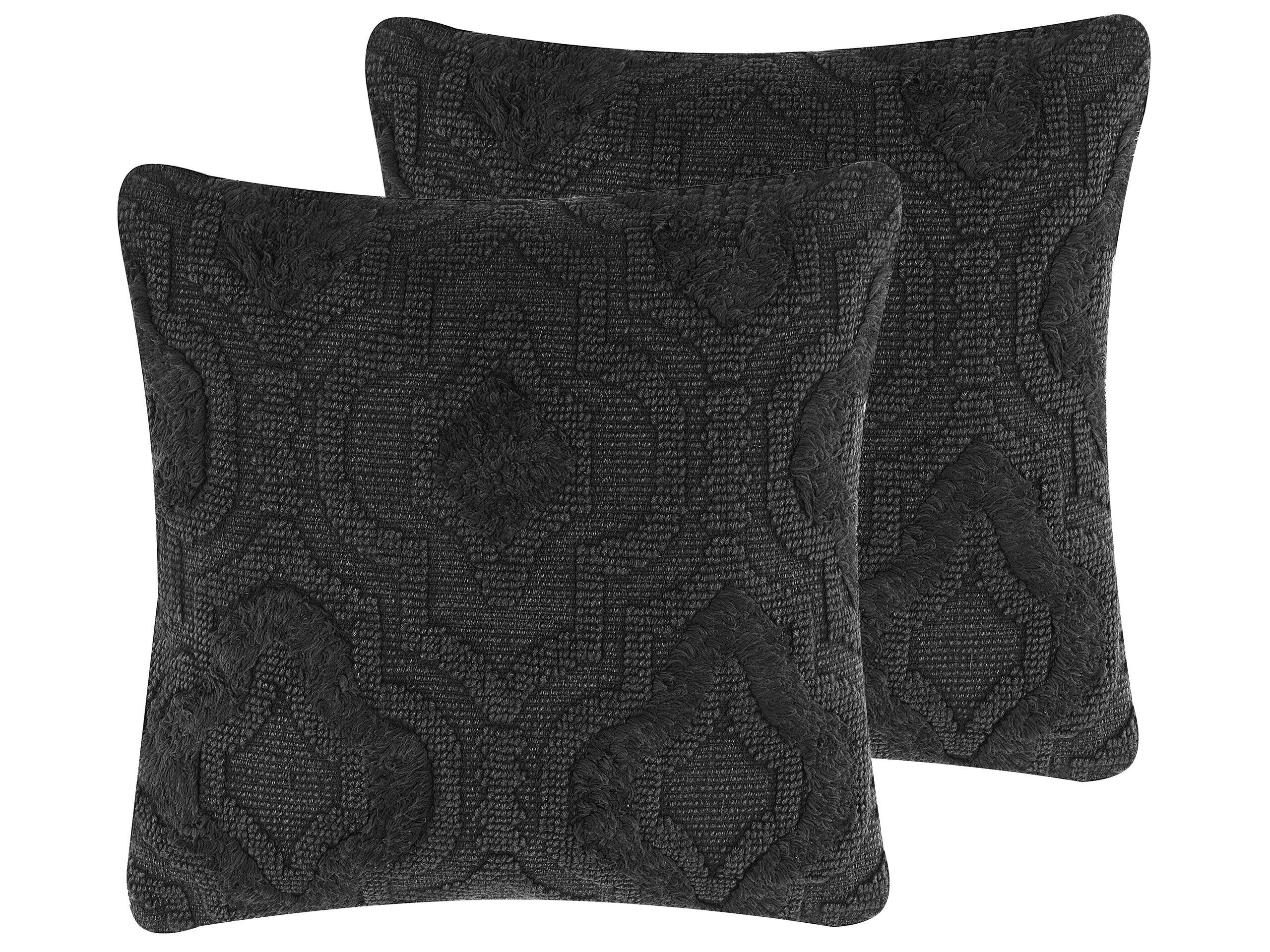PAIKA - Lot de 2 coussin décoratifs en tissu gris 45x10cm