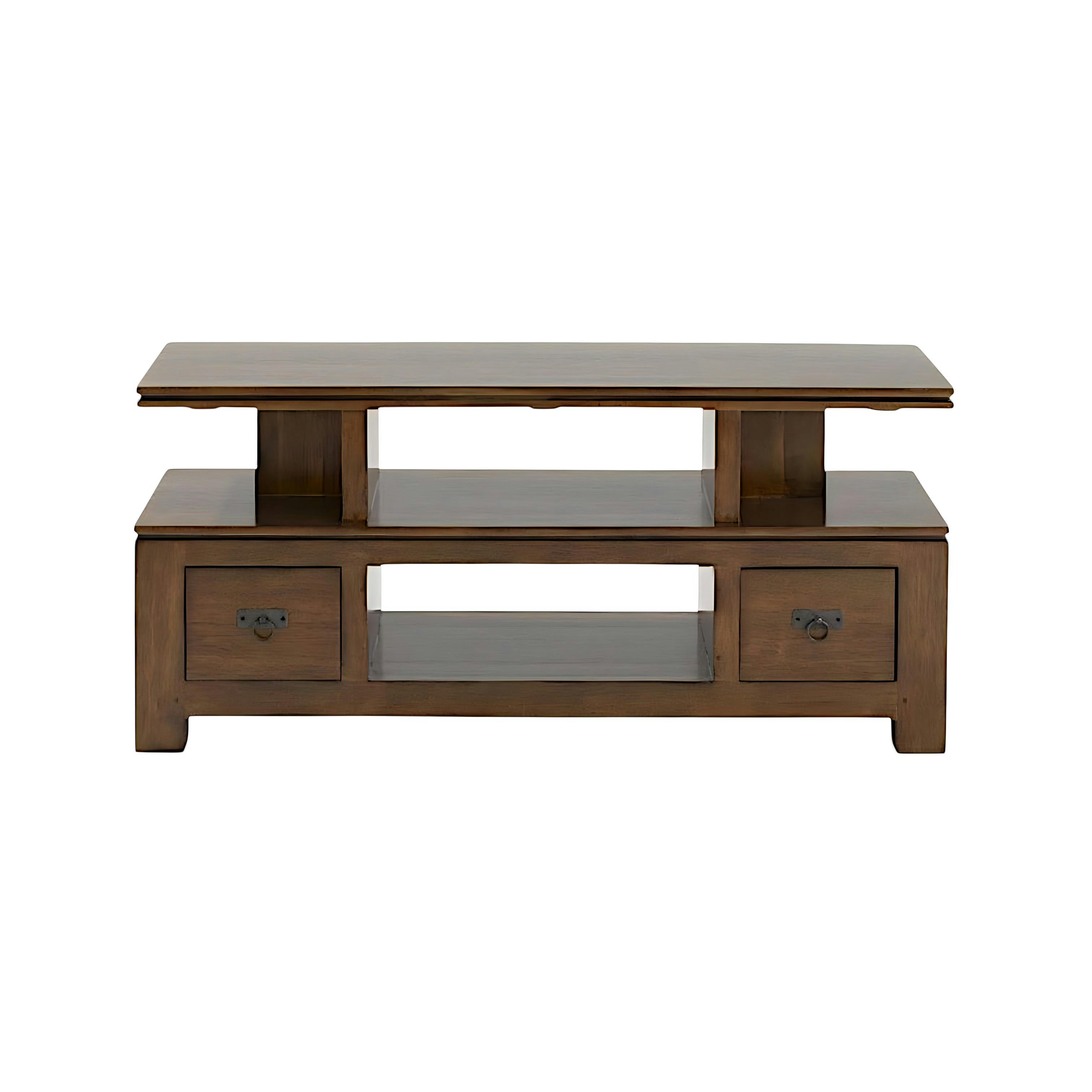 Meuble TV hévéa 4 niches 125x45x58cm HELENA