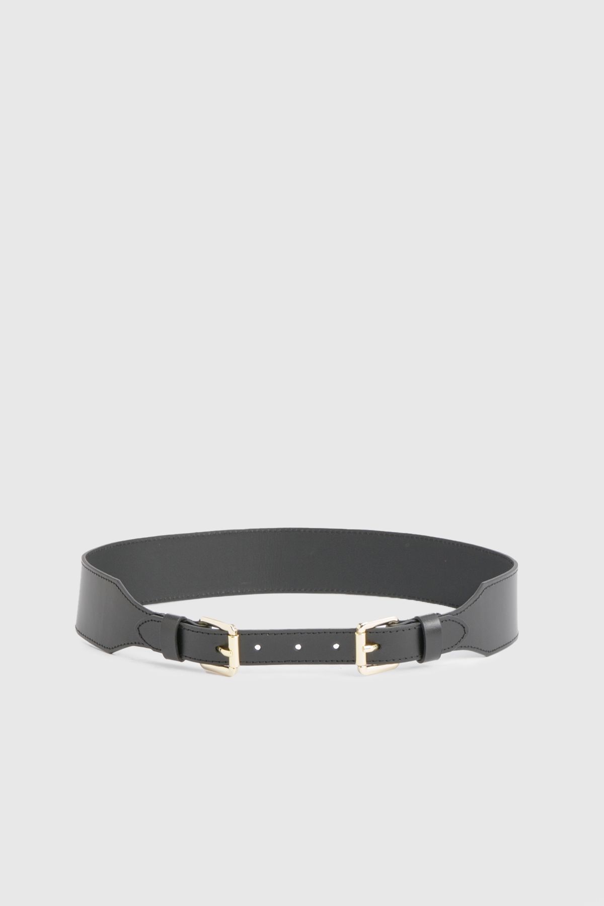 KarenMillen Double Buckle Leather Belt