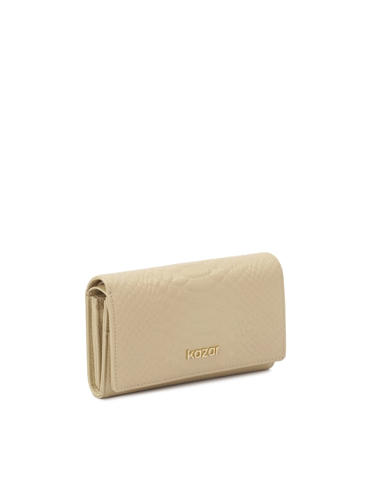 Beige wallet decorated with exotic embossing