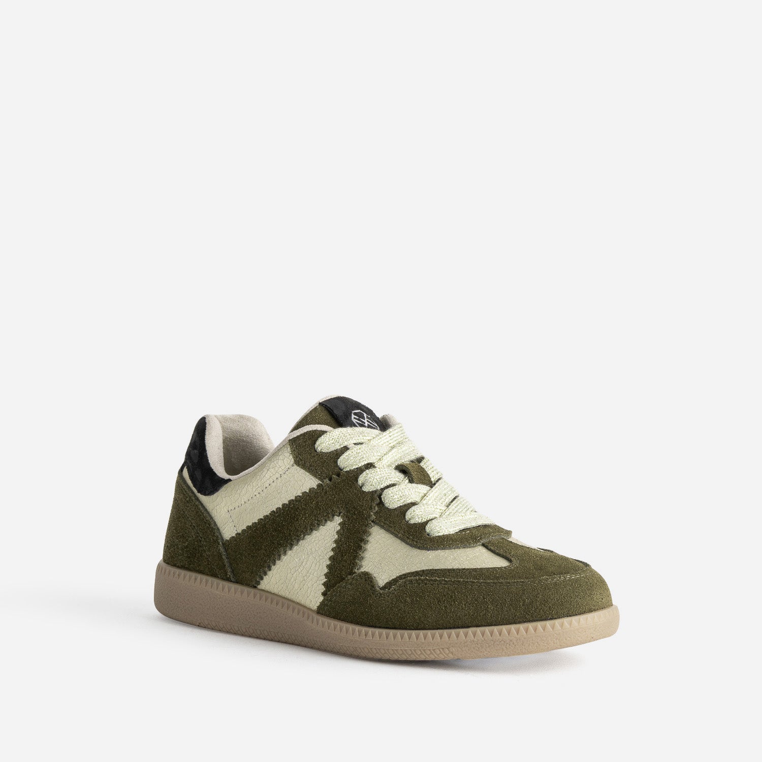 Tennis TEXTO kaki et doré cuir velours