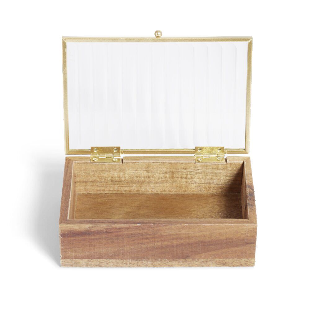 BoÎte bois d'acacia et verre taille S 15x10x4,6cm