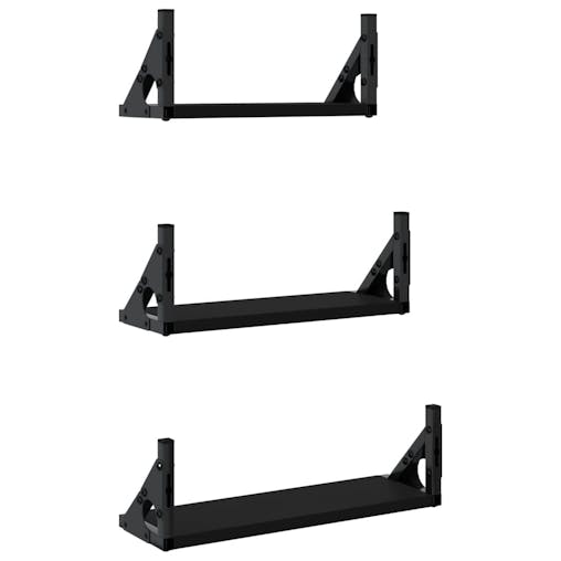 NNEVL 3 Piece Wall Shelf Set Black Engineered Wood
