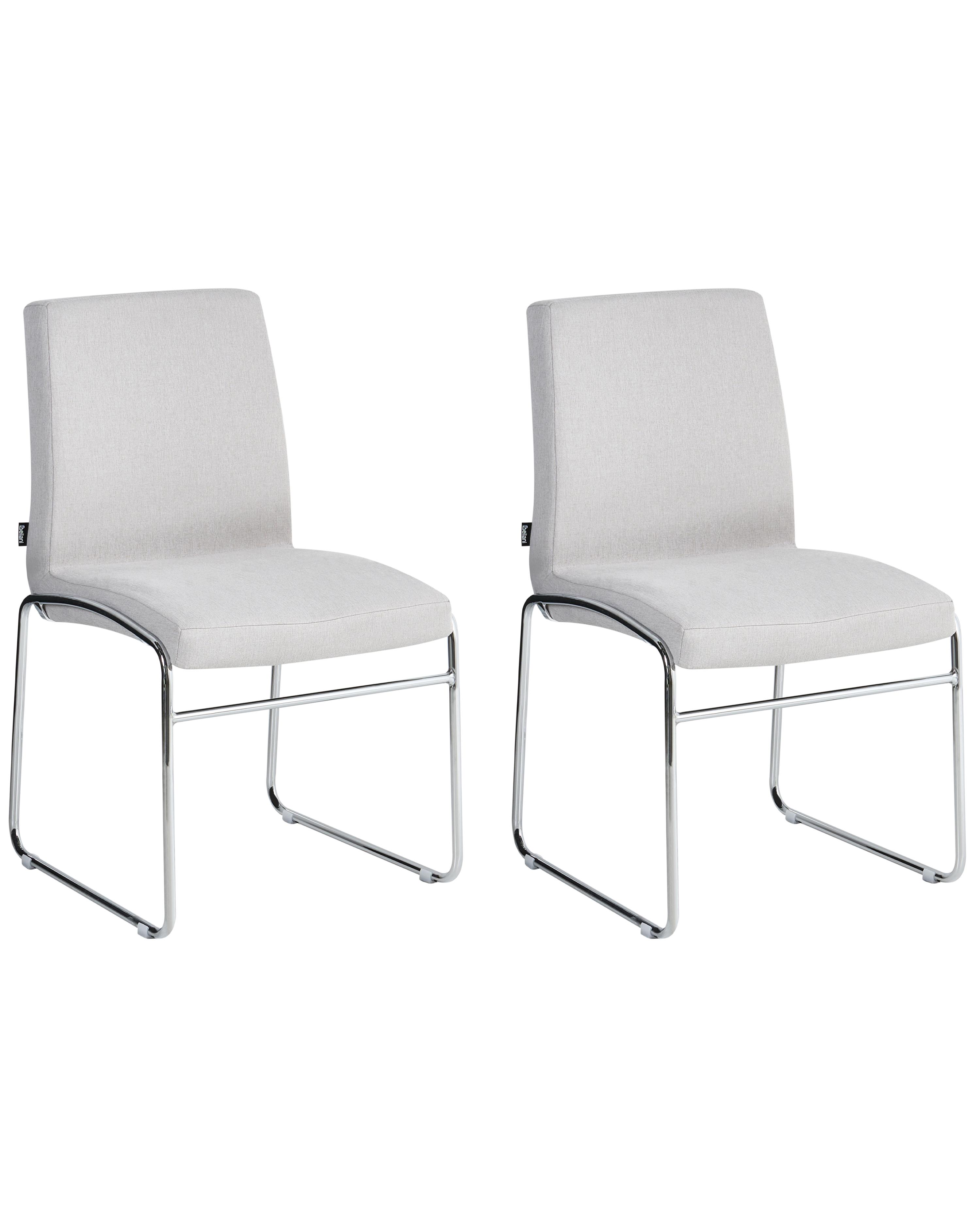 Set of 2 Dining Chairs LECCO Fabric Light Grey