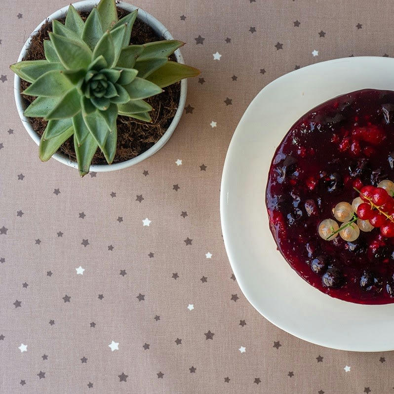 ETOILES - Nappe enduite ronde 160 x 160 cm taupe