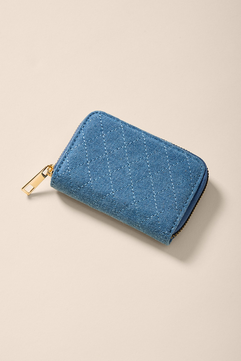 Carla Quilted Denim Card Case