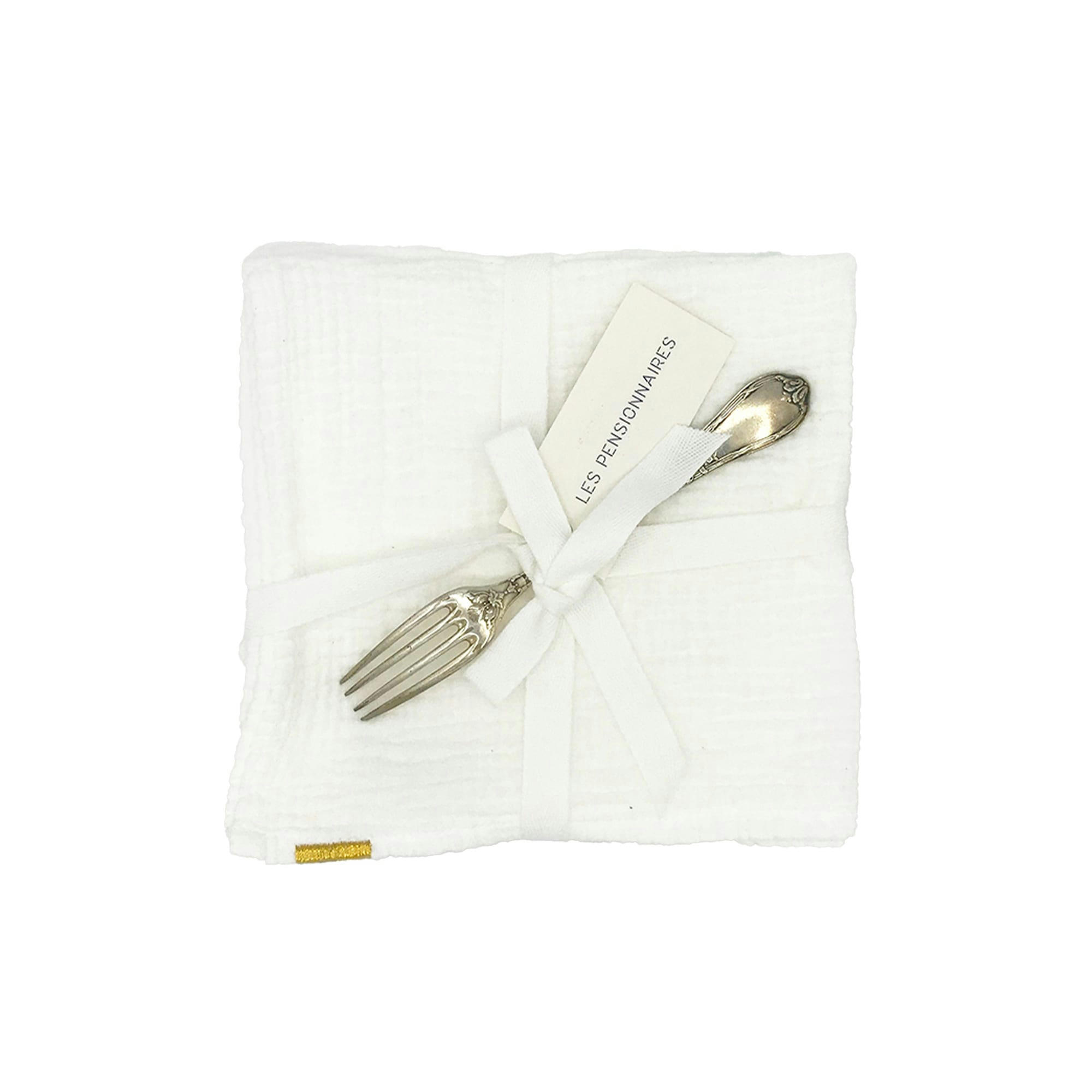 - Serviettes de table (lot de 2) en double gaze de coton blanc immaculé