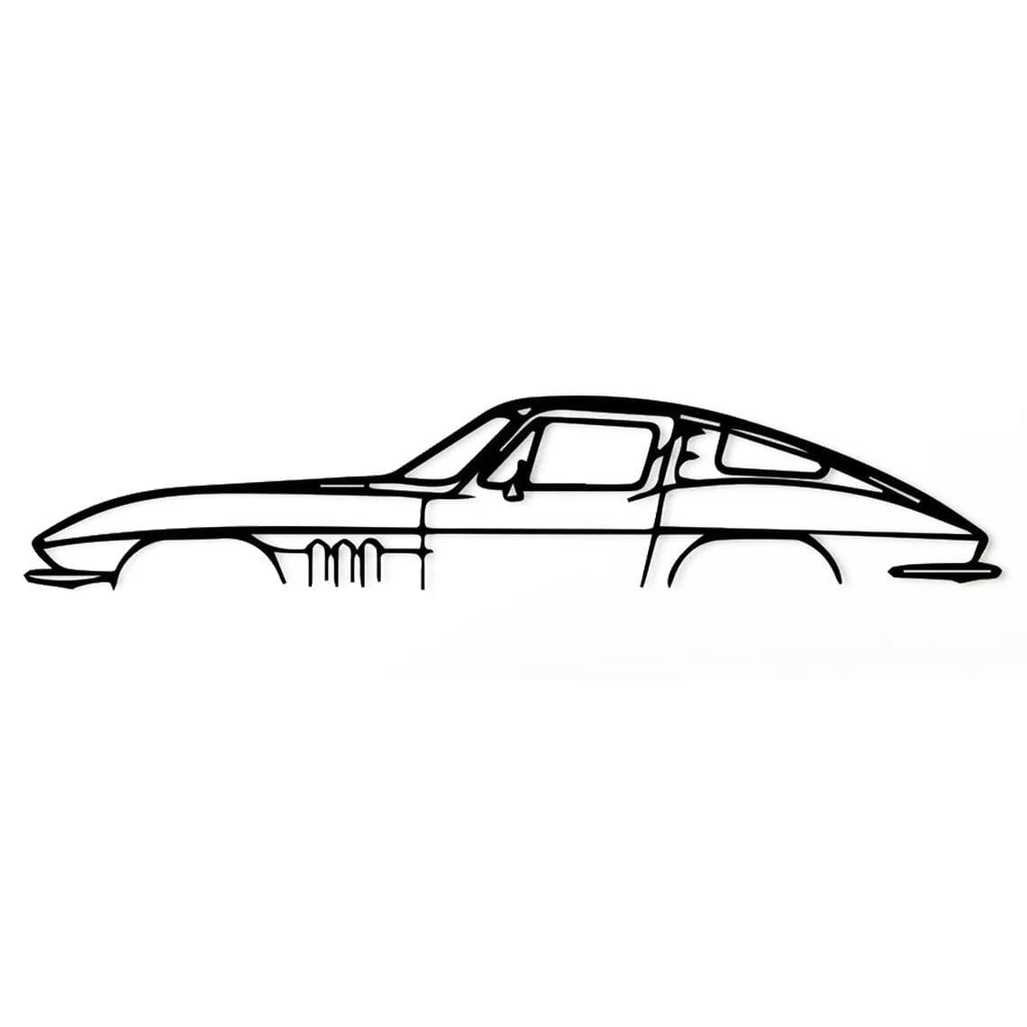 VOITURE - Décoration murale voiture corvette classic en métal noir 120x23 cm