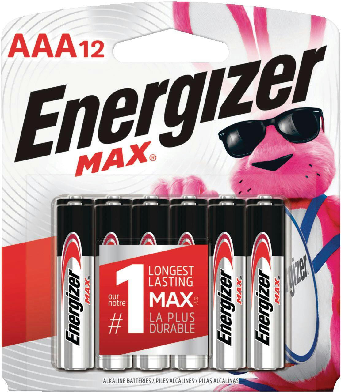 Energizer Max 12-pk AAA Alkaline Batteries, Long Lasting, All Purpose