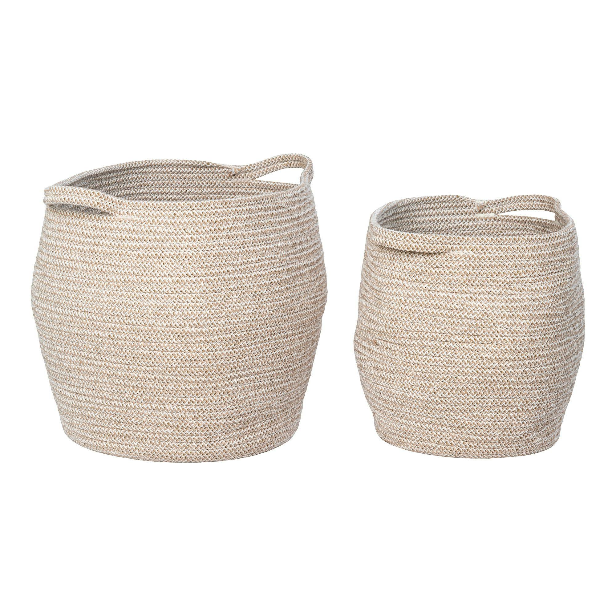 Panier de rangement en coton forme jarre avec poignées (lot de 2)