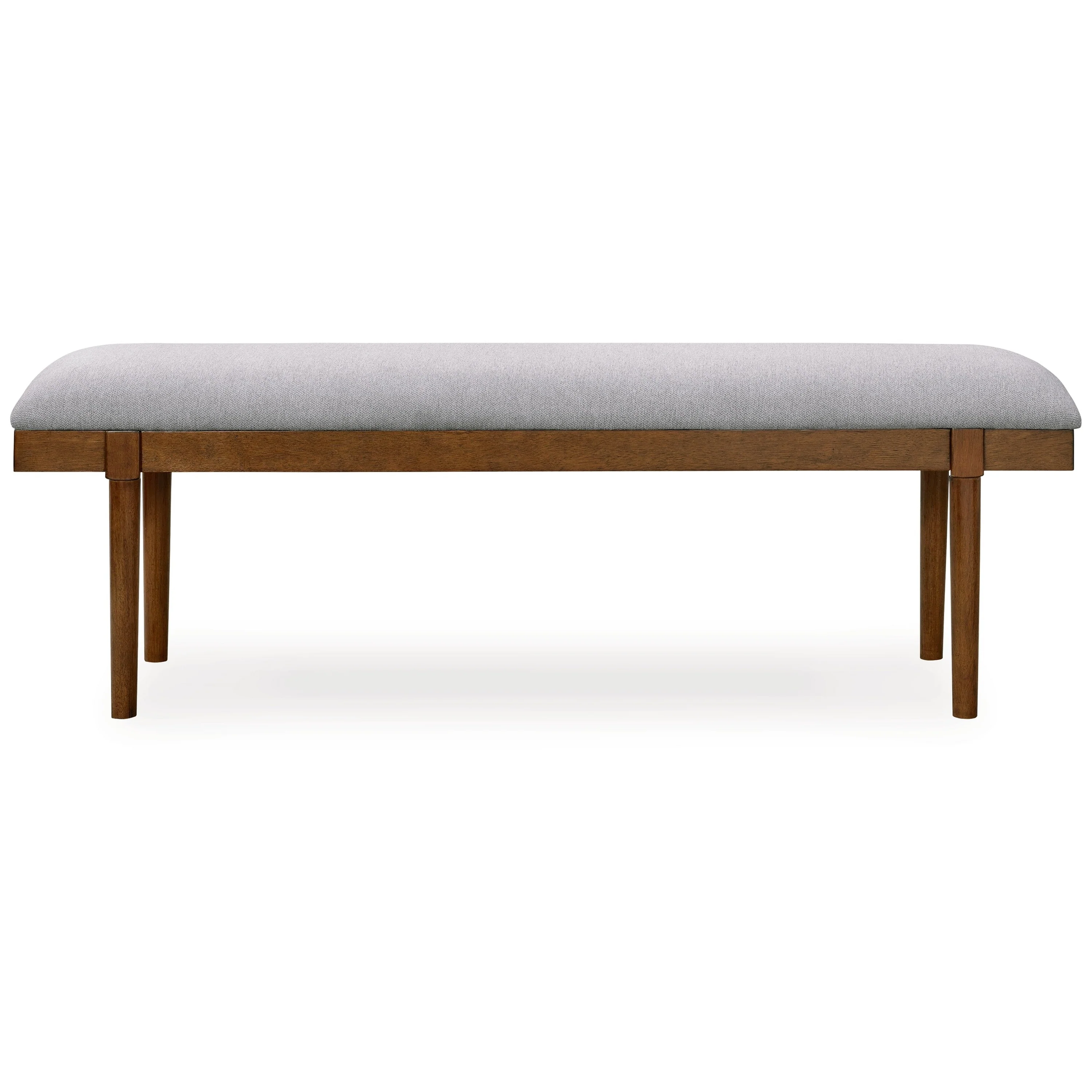 Jeyn Large Dining Room Bench, 59 Inch Brown Hardwood, Gray Polyester