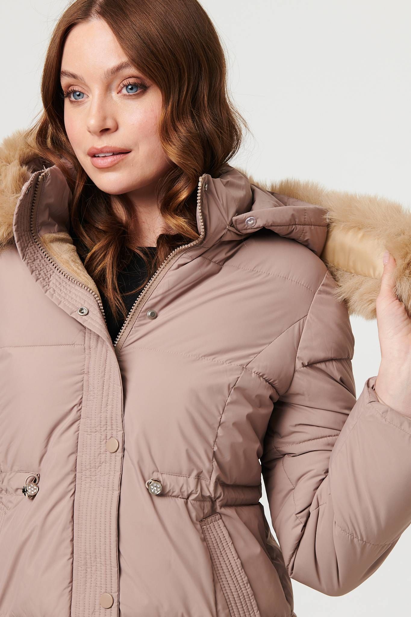 Izabel London Faux Fur Trim Hood Puffer Jacket