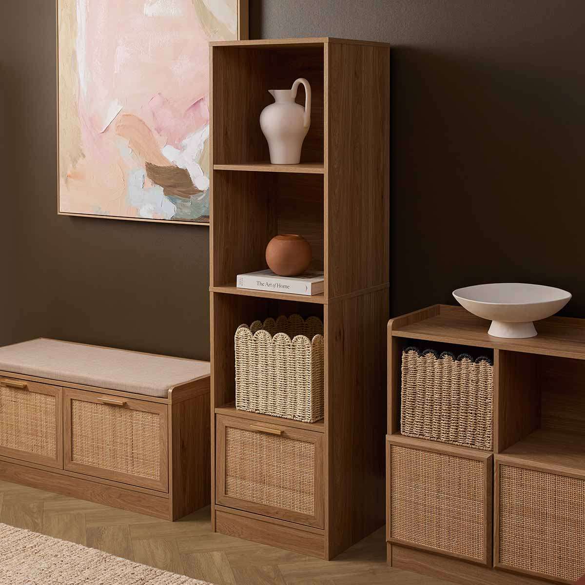 Noosa Rattan Slim Bookcase - Natural