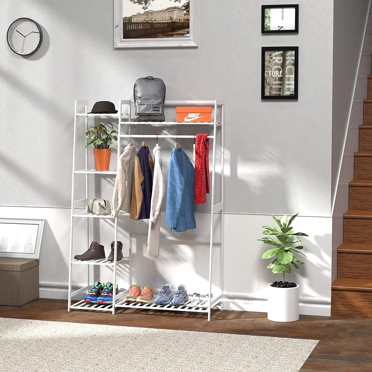 Clothes Rack,Heavy Duty Clothes Rack with Shelves,Freestanding Closet Organizer