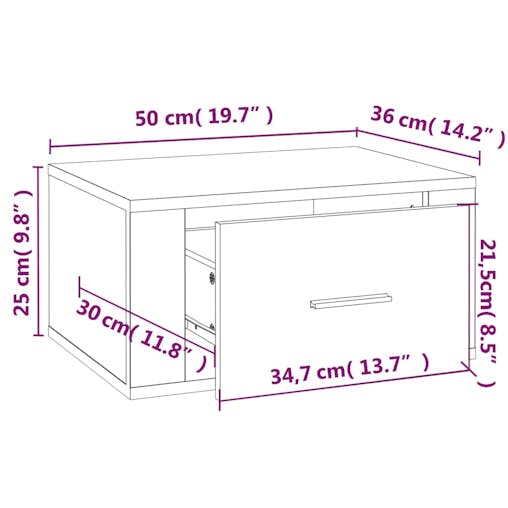 NNEVL Wall-mounted Bedside Cabinets 2 pcs Sonoma Oak 50x36x25 cm