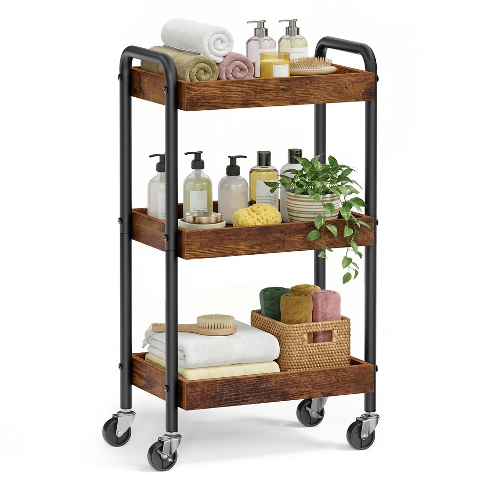 Chariot de rangement à roulettes pour cuisine et salle de bain
