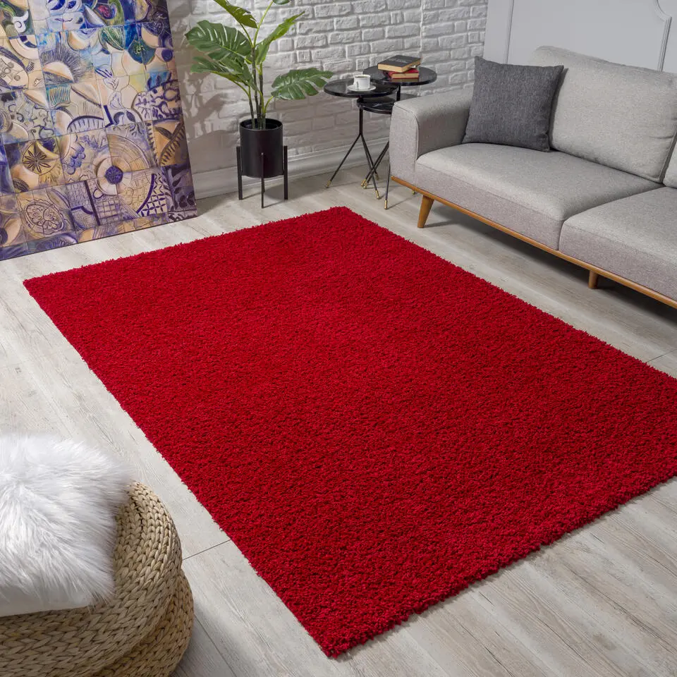 Loca Shaggy Vloerkleed Rood Hoogpolig - 160x230 CM