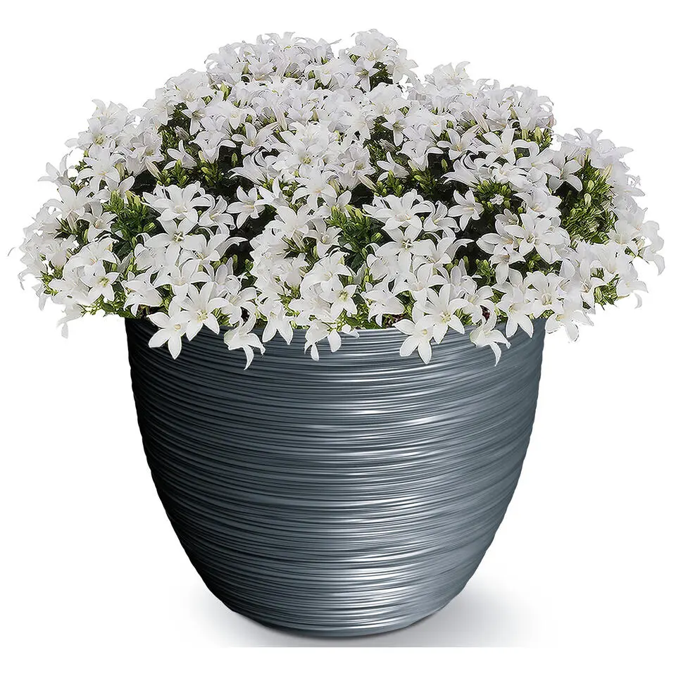 Prosperplast Plantenpot Furu Stripes - kunststof - antraciet - D39 cm