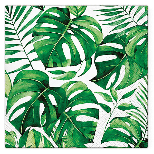 20 serviettes en papier 33 x 33 cm Feuilles monstera