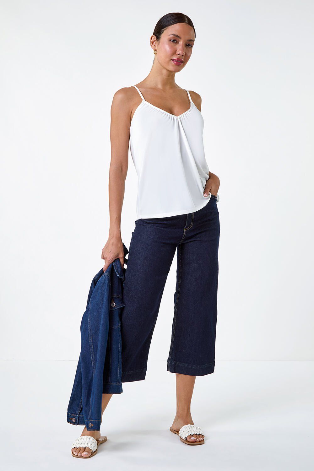 Roman Gathered V-Neck Stretch Vest Top