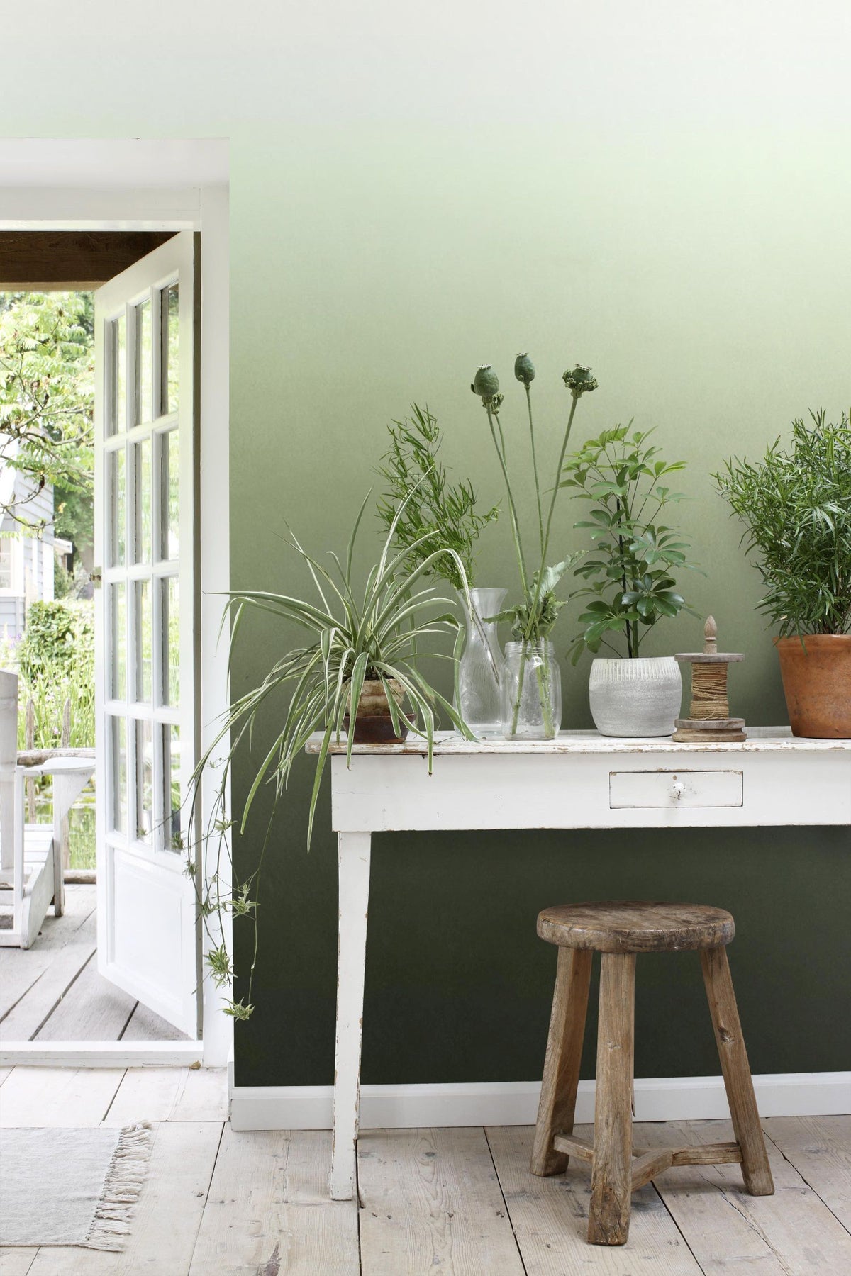 ESTAhome fotobehang kamerhoog dip dye kleurverloop groen - 200 x 279 cm - 159446