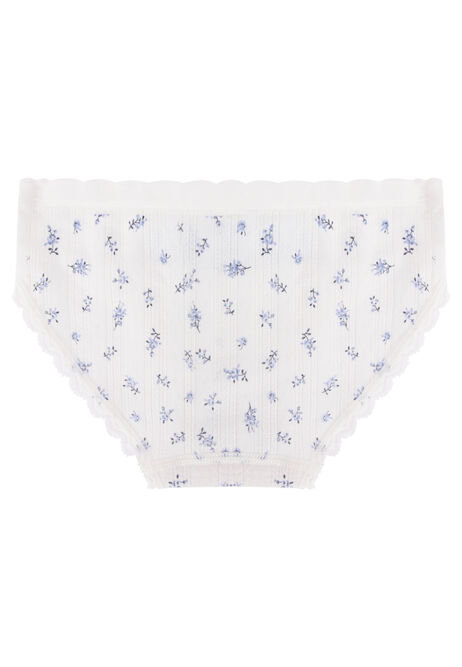 Older Girls Cream Ditsy Pointelle Briefs