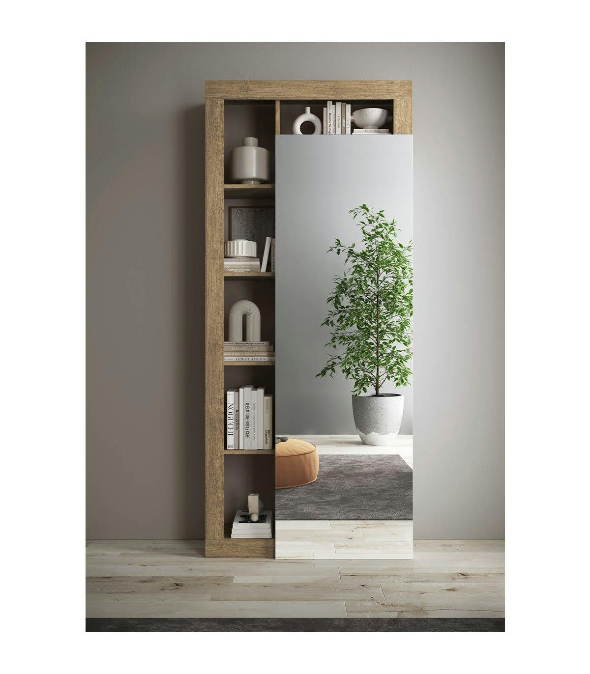 HAMBURG - Armoire de rangement 2 portes avec miroir - H210 cm