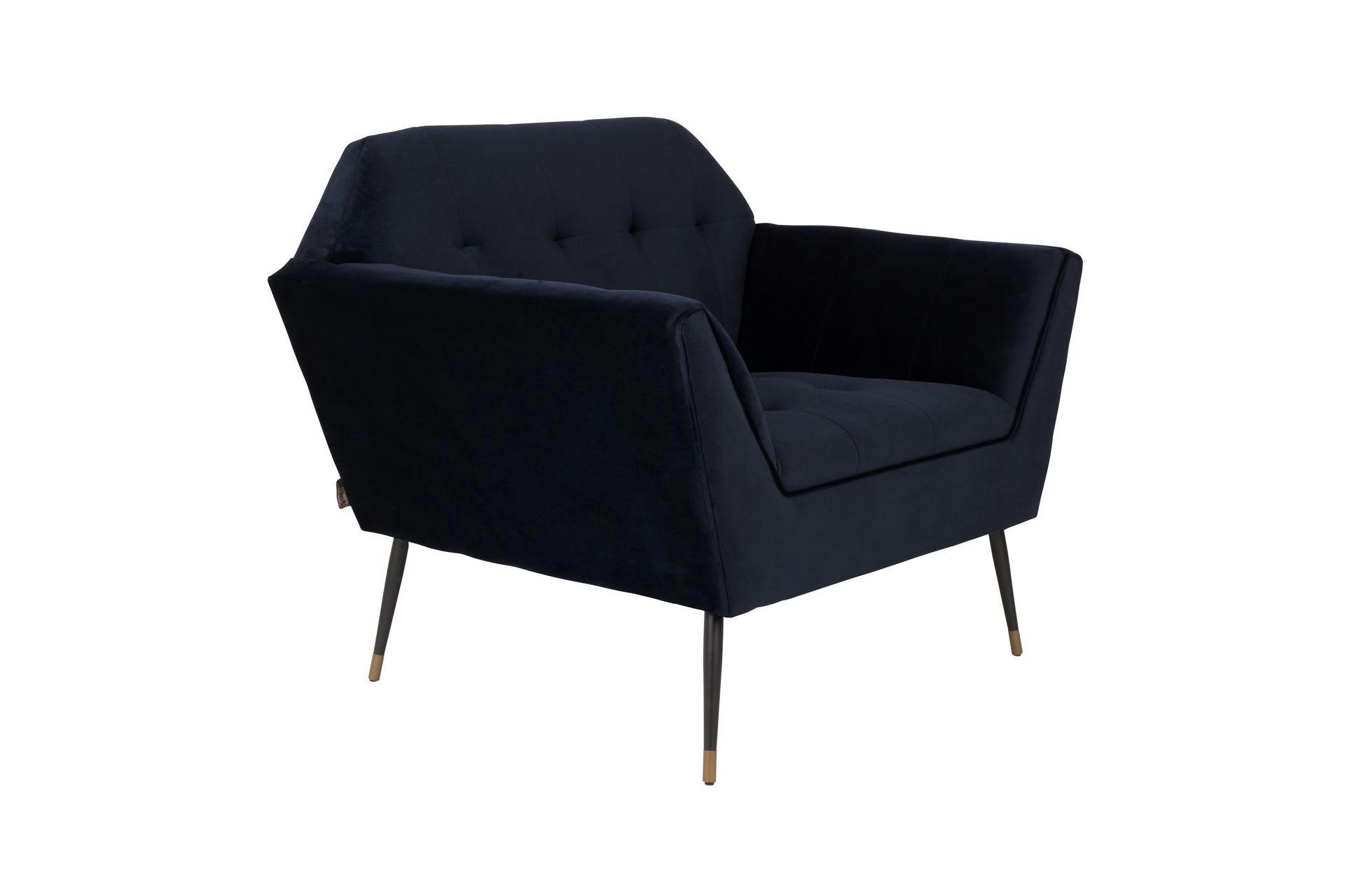 KATE - Fauteuil lounge en tissu bleu