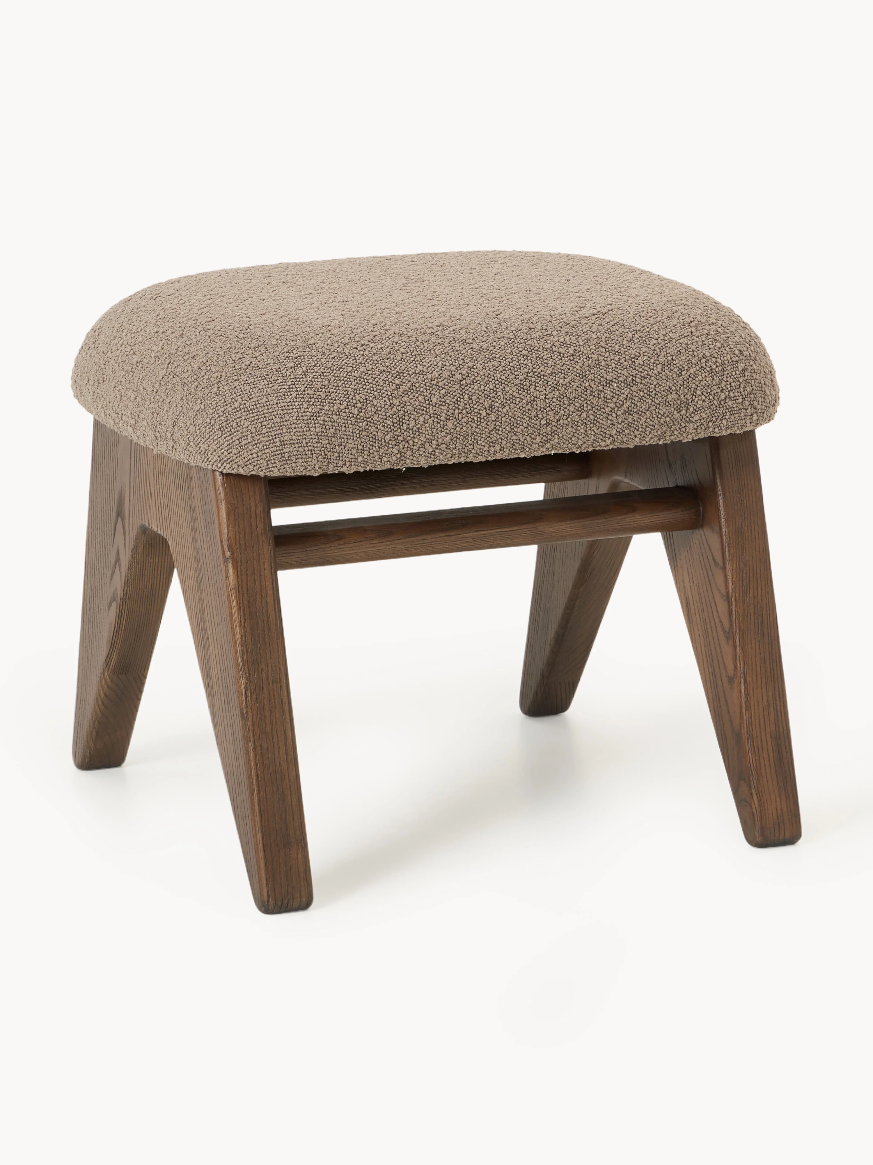Hocker Shenay aus Eschenholz mit Bouclé-Polsterung