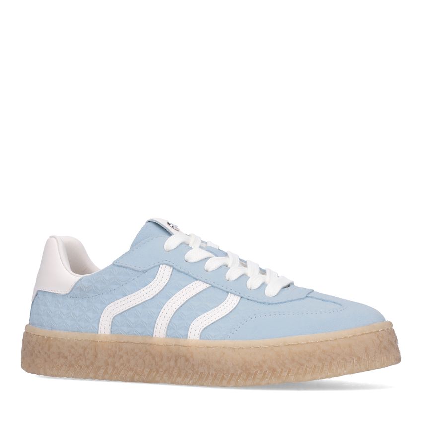No Stress Blauwe leren sneakers