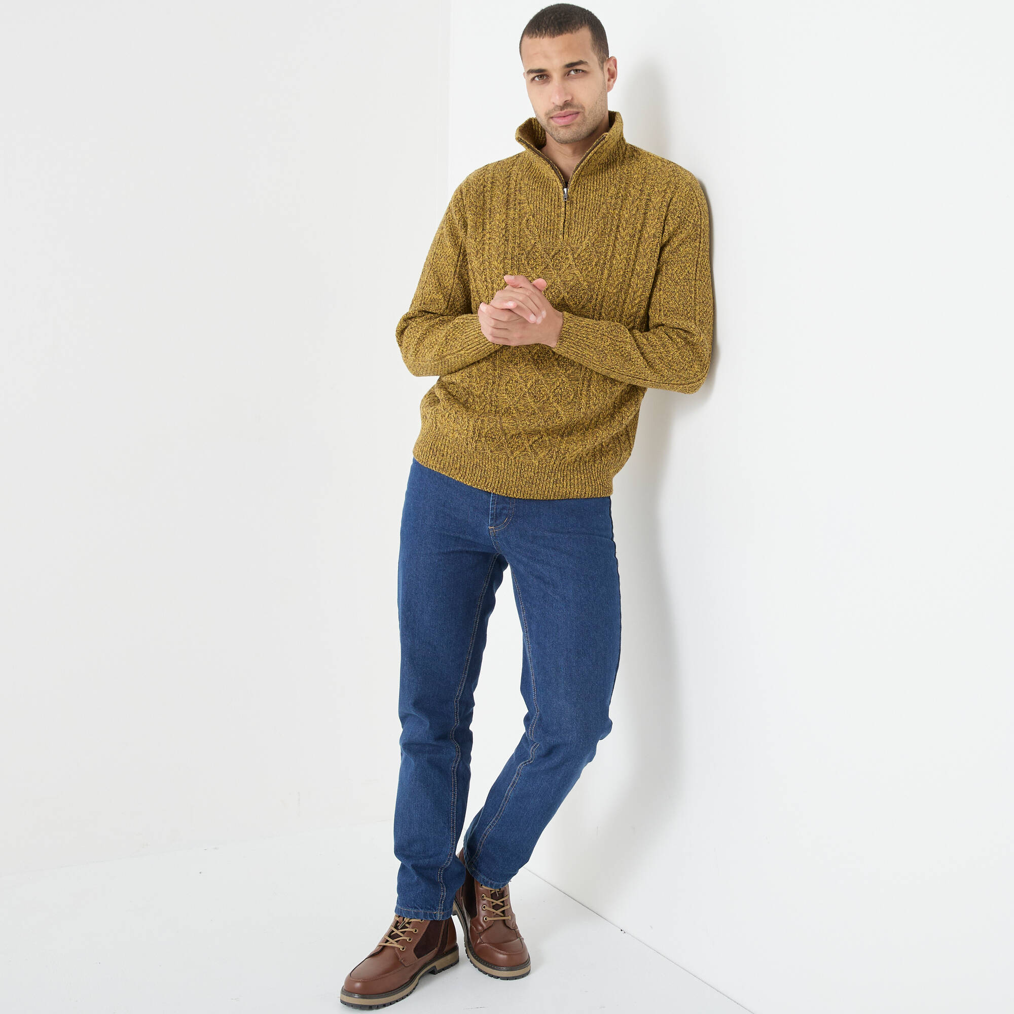 Pull col camionneur maille irlandaise