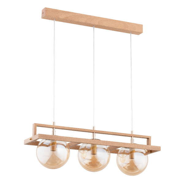 Lampa wisząca jasne drewno-bursztynowy FRIF 3xE14x10W wym: 73x17x61 cm Alfa