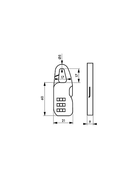 Cadenas à combinaison Swish, 3 chiffres, intérieur, anse acier, 21mm, nickelé - THIRARD