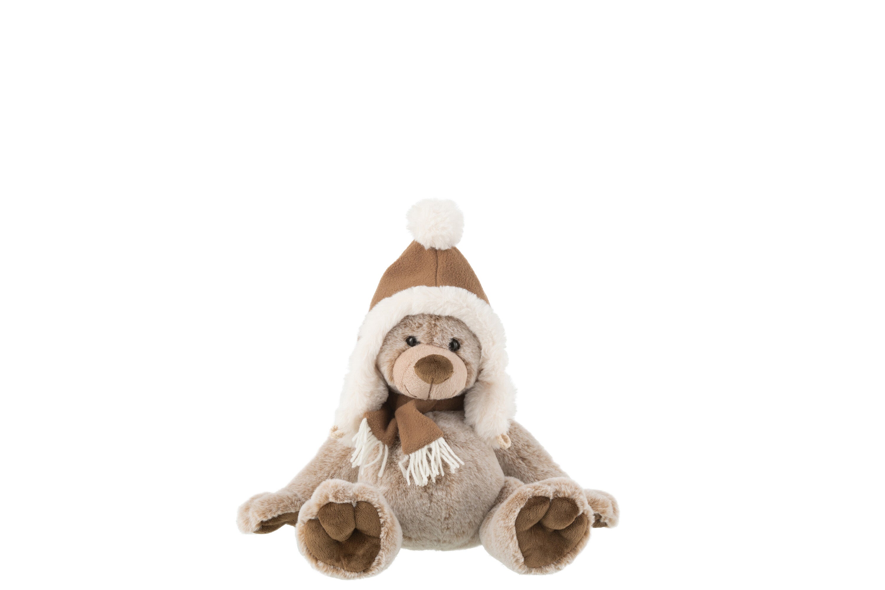 J-Line knuffel Beer   Muts - polyester - bruin - small