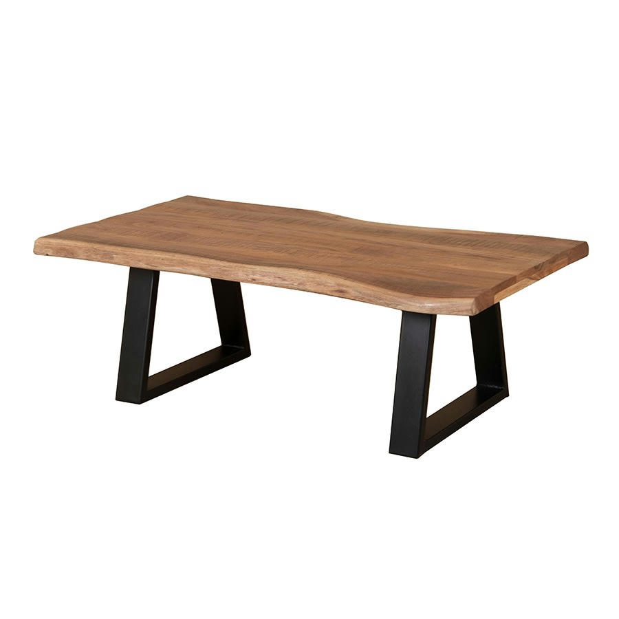 - Table basse en acacia et pieds métal 115x65x40 cm