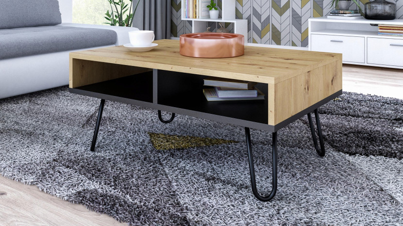 Ława stolik kawowy DORA artisan czarny loft retro