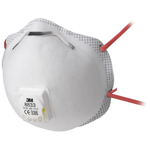 Boîte de 10 masques respiratoires coques jetables série 8833 FFP3 RD avec soupape blanc - 3M - 7100057145