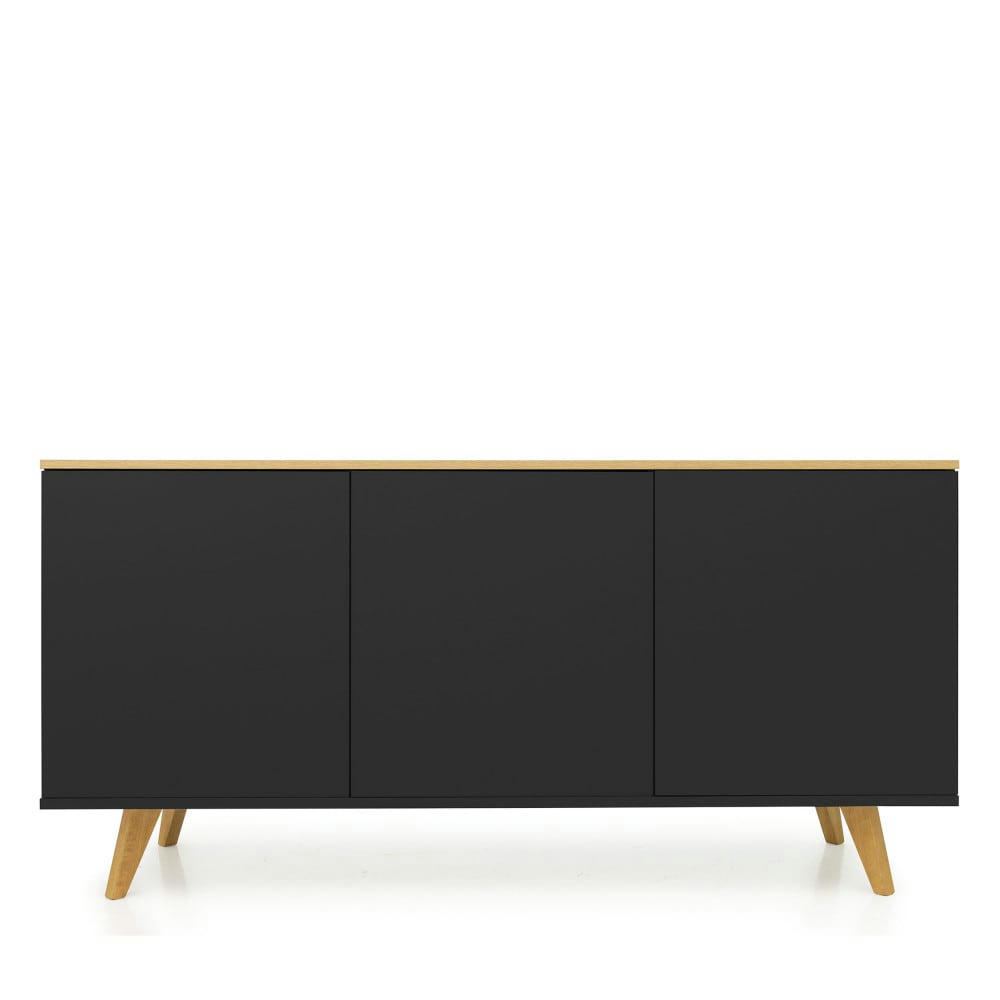 AMELIA - Buffet en bois 3 portes L162cm noir