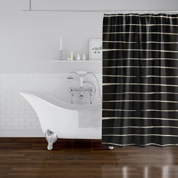 WAVY ABYSS BLACK SMALL Shower Curtain by Kavka Designs