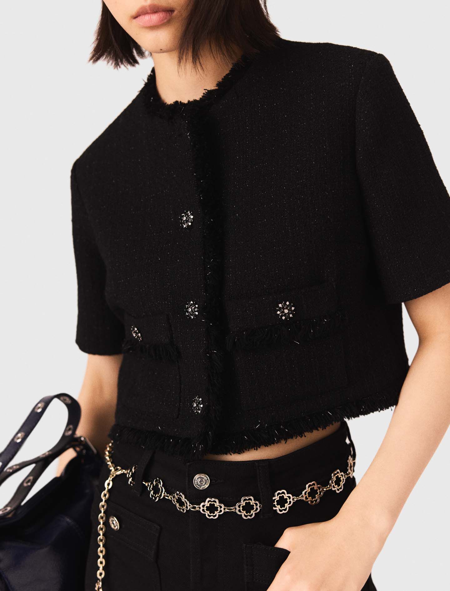 Veste courte en tweed brillant