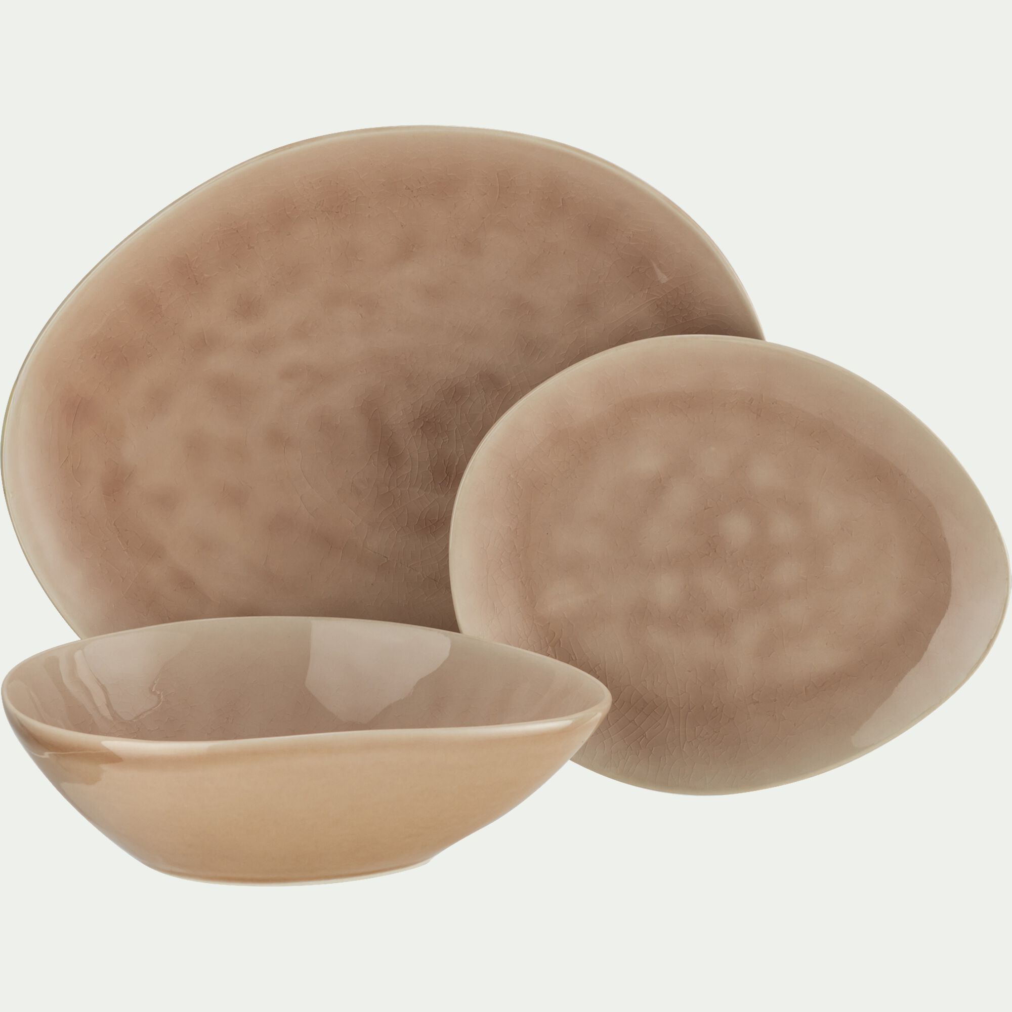 INDIE - Assiette plate grès D28,5cm - rose